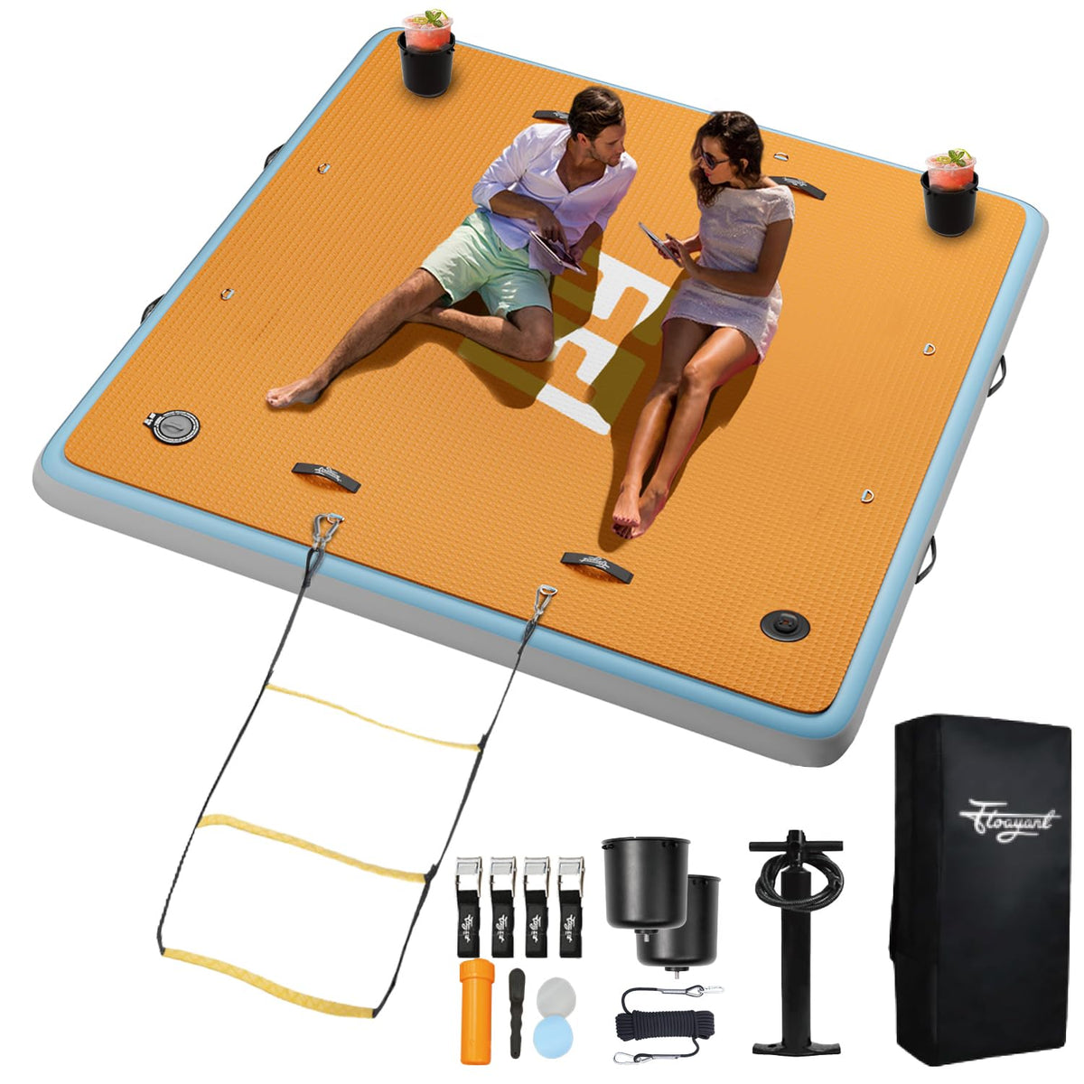 7×7' Inflatable Floating Dock with Soft Ladder E538