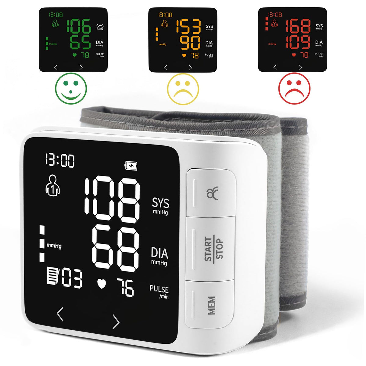 Wrist Blood Pressure Monitor with 2 Users Memory LCD Display G245995