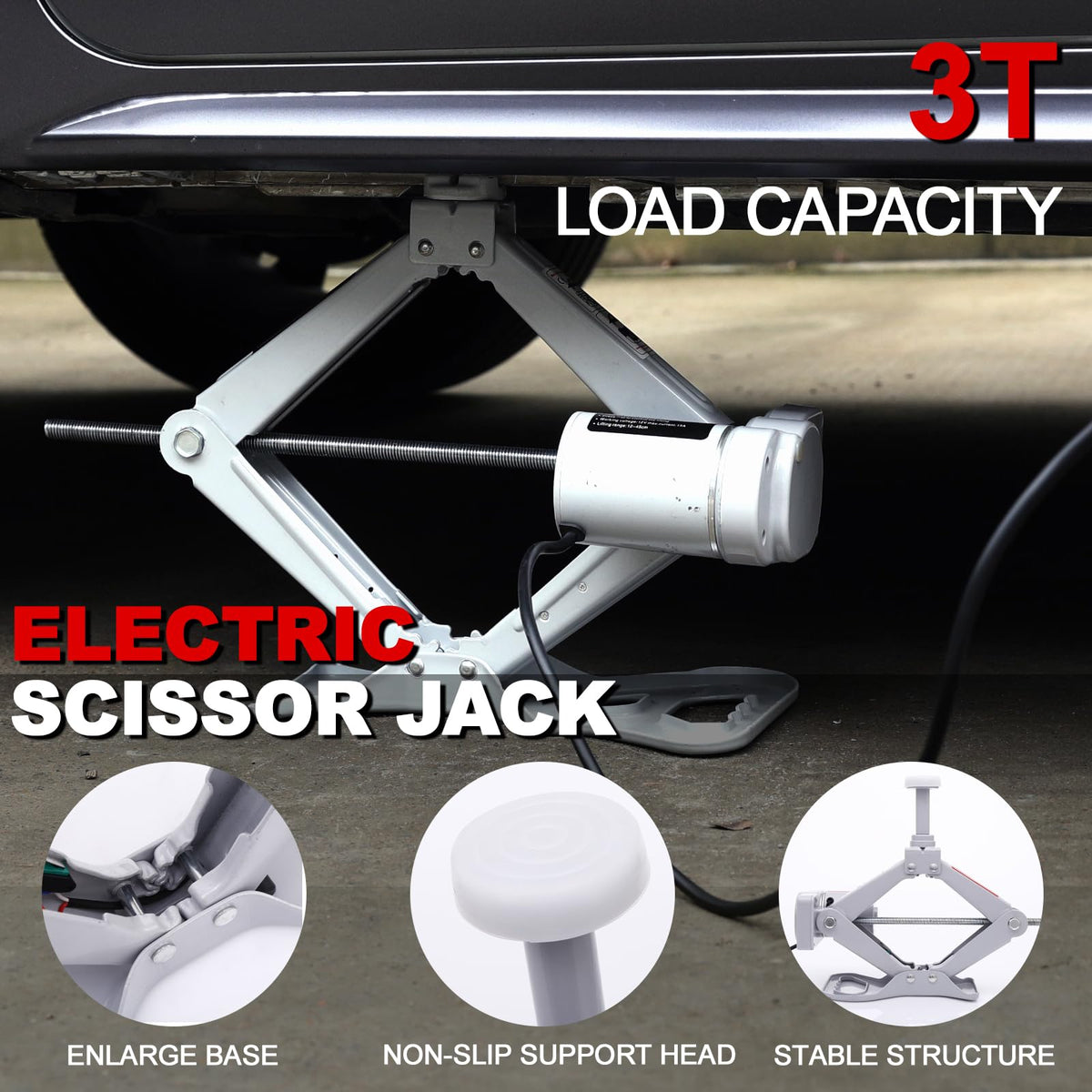 Electric Car Jack 3 Ton 12V Scissor Jack with Impact Wrench M6037