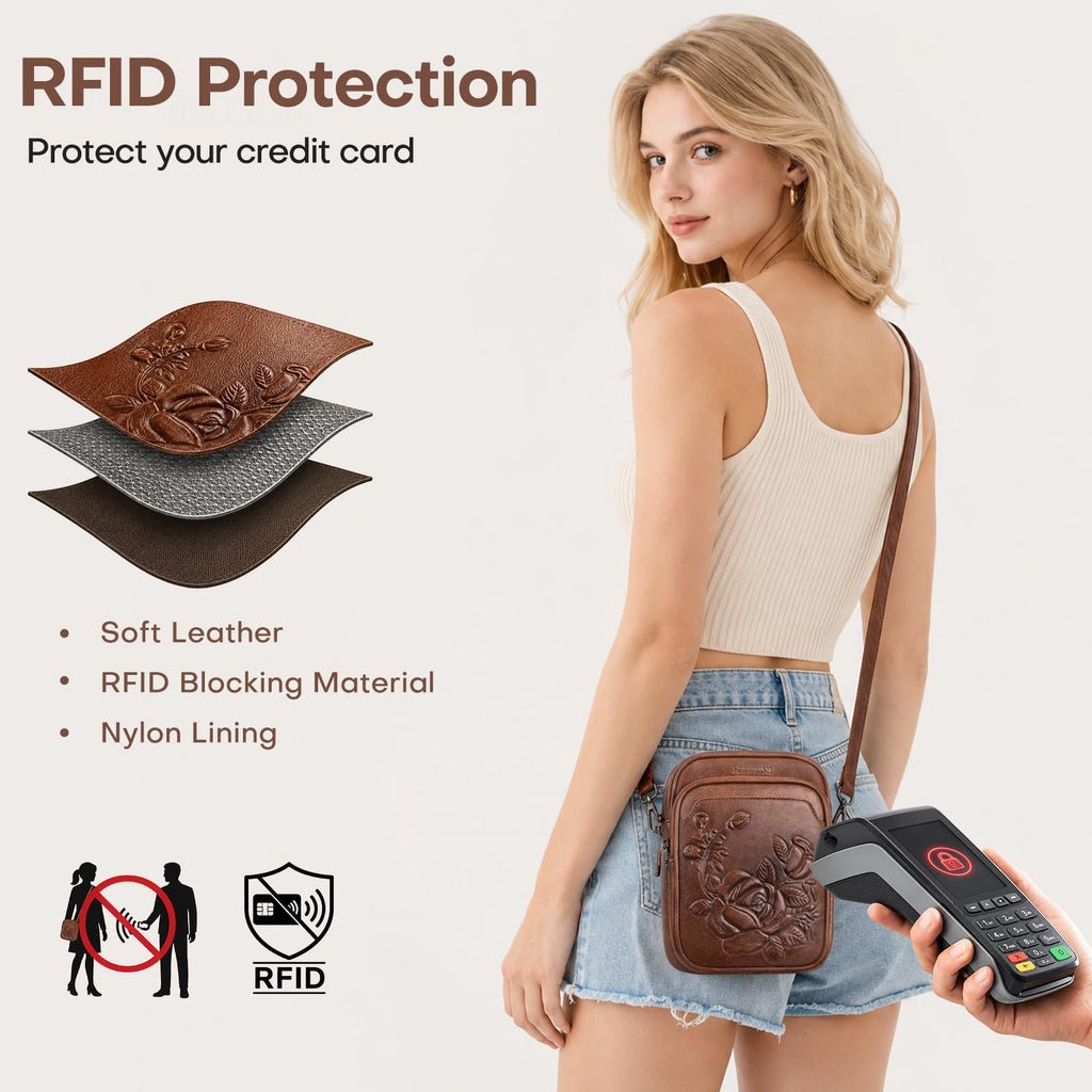 Small RFID Leather Crossbody Bag N451
