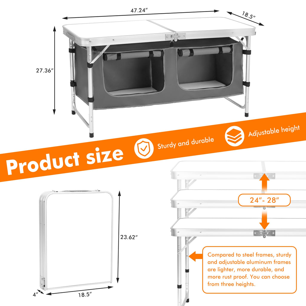 Camping Folding Aluminum Table with Adjustable Legs G97064