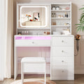 White Vanity Desk Set with Glass Desktop Q4881