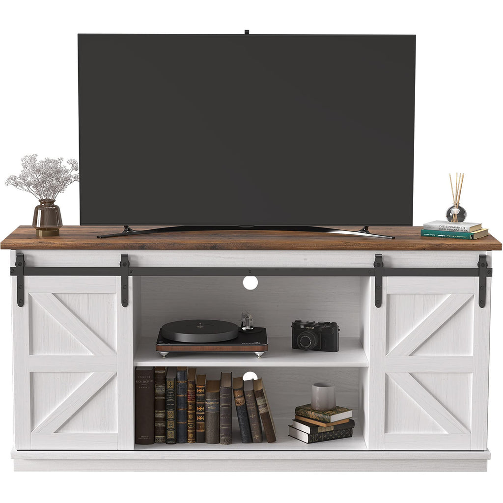 Bright White Mid Century Modern TV Stand for 65 Inch TV G2685