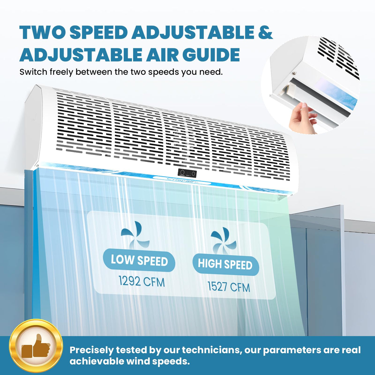 40-Inch Commercial Air Curtain, Dual Speed, Magnetic Door Switch, White U3882