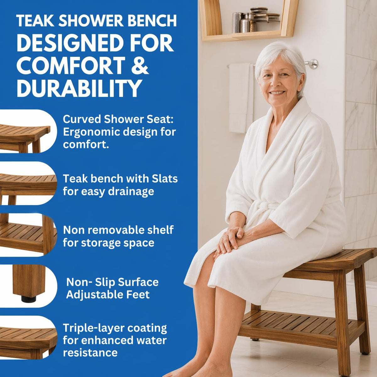 30-Inch Teak Shower Bench B550