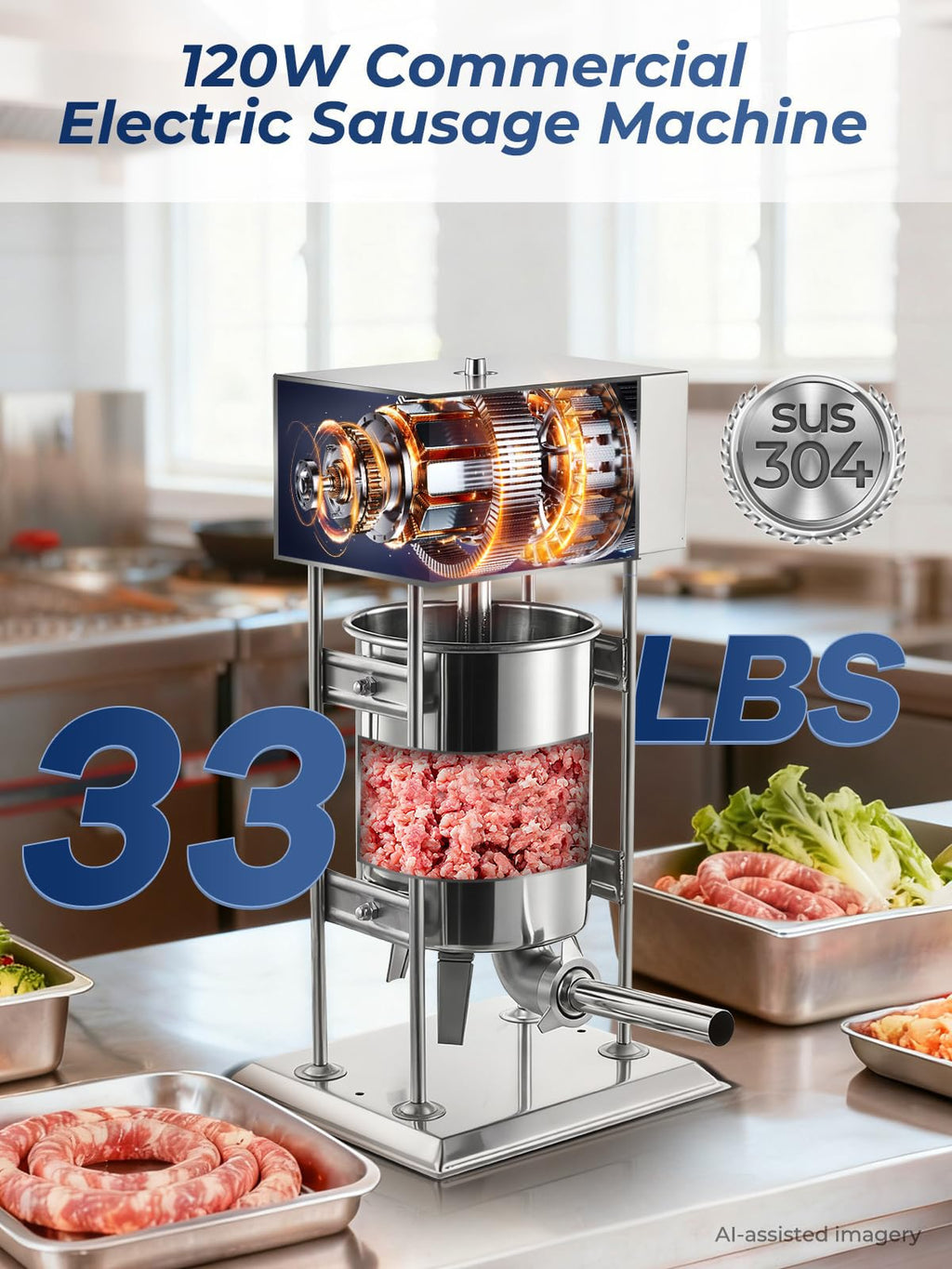 33LBS Stainless Steel Sausage Stuffer S53826