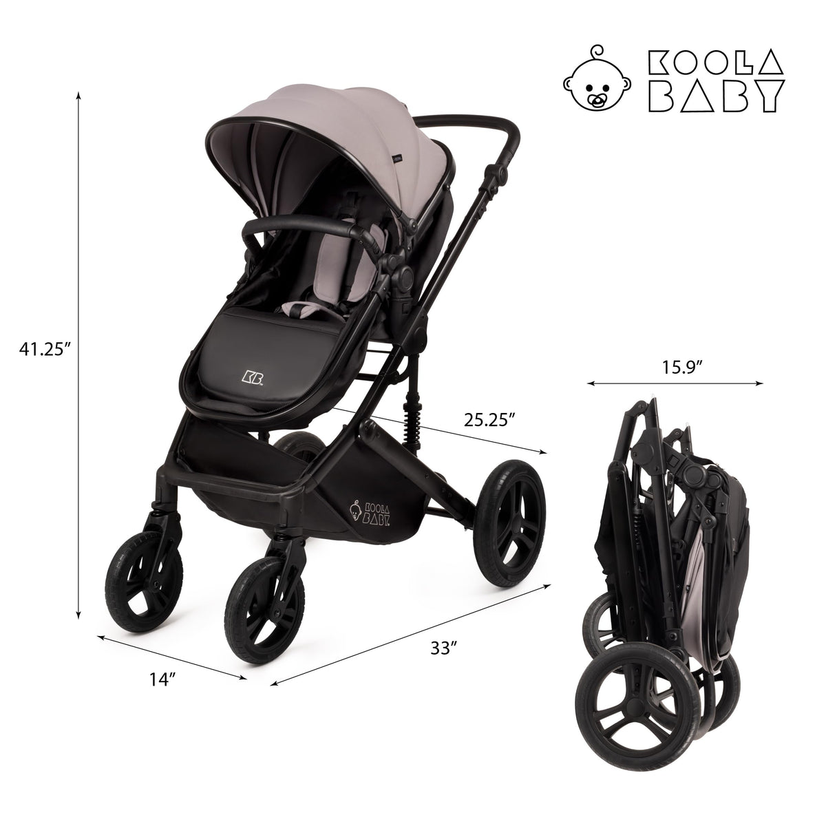 2-in-1 Foldable Baby Stroller with Extendable Canopy V183884