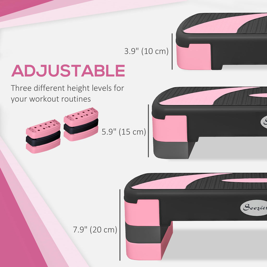 Adjustable Aerobic Stepper 4"-6"-8" Pink H1375