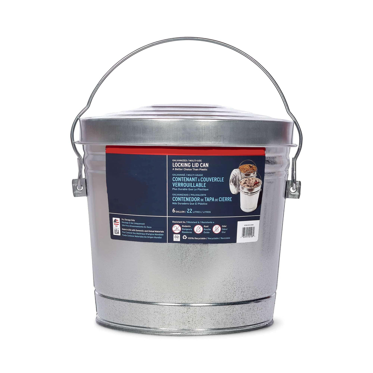 Galvanized Steel 6 Gallon Airtight Storage Jar U16266