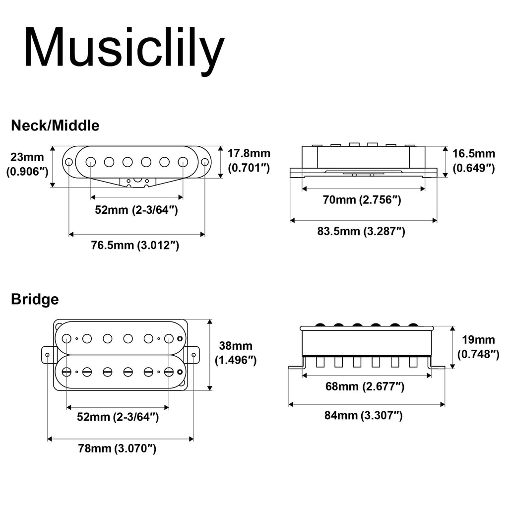 Alnico 5 Staggered Guitar Pickups Set Black J7567