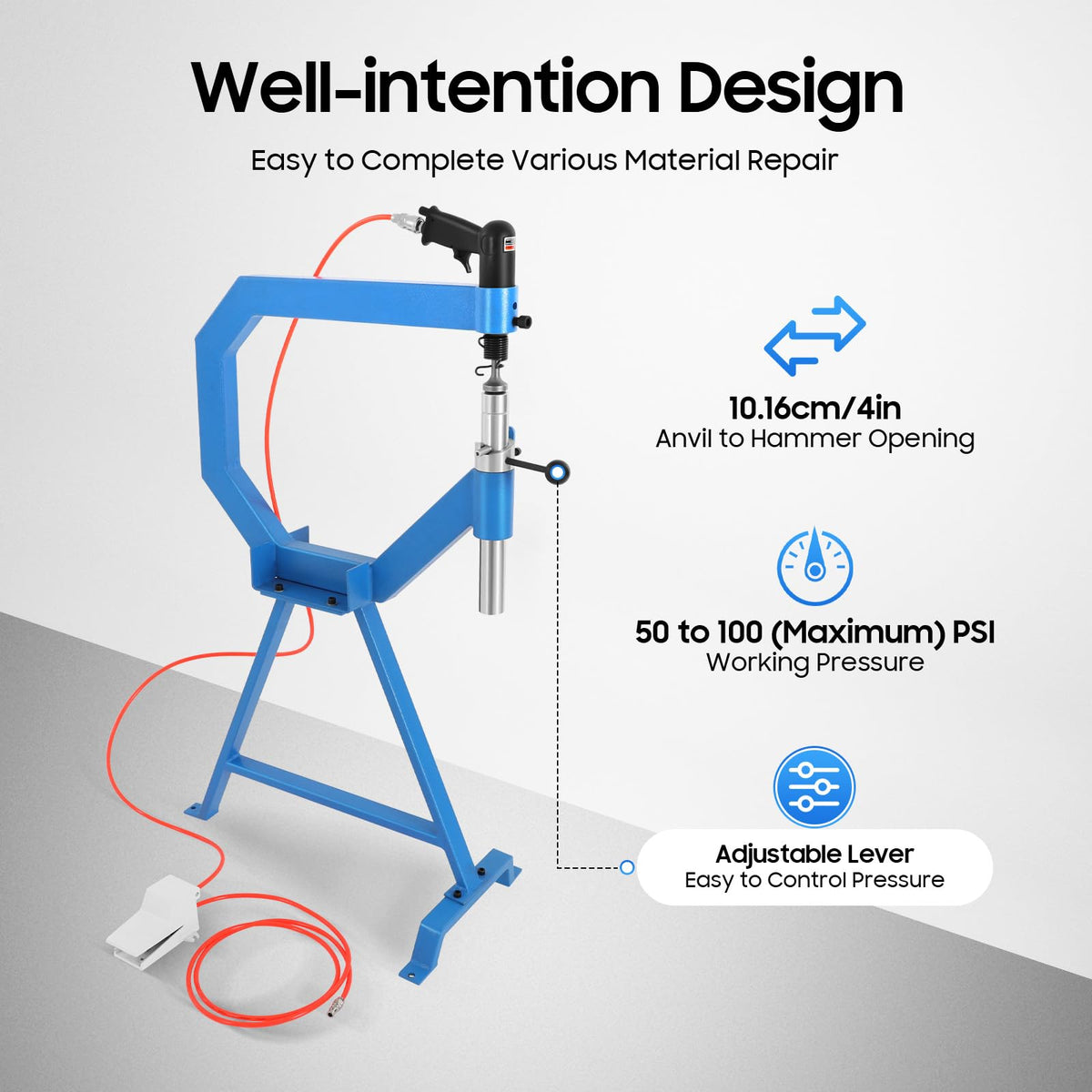 Pneumatic Planishing Hammer Sheet Metal Shaping Machine with Cast-Iron Stand C270