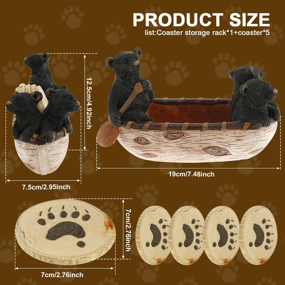 Black Bear Coasters Set of 5 M258259