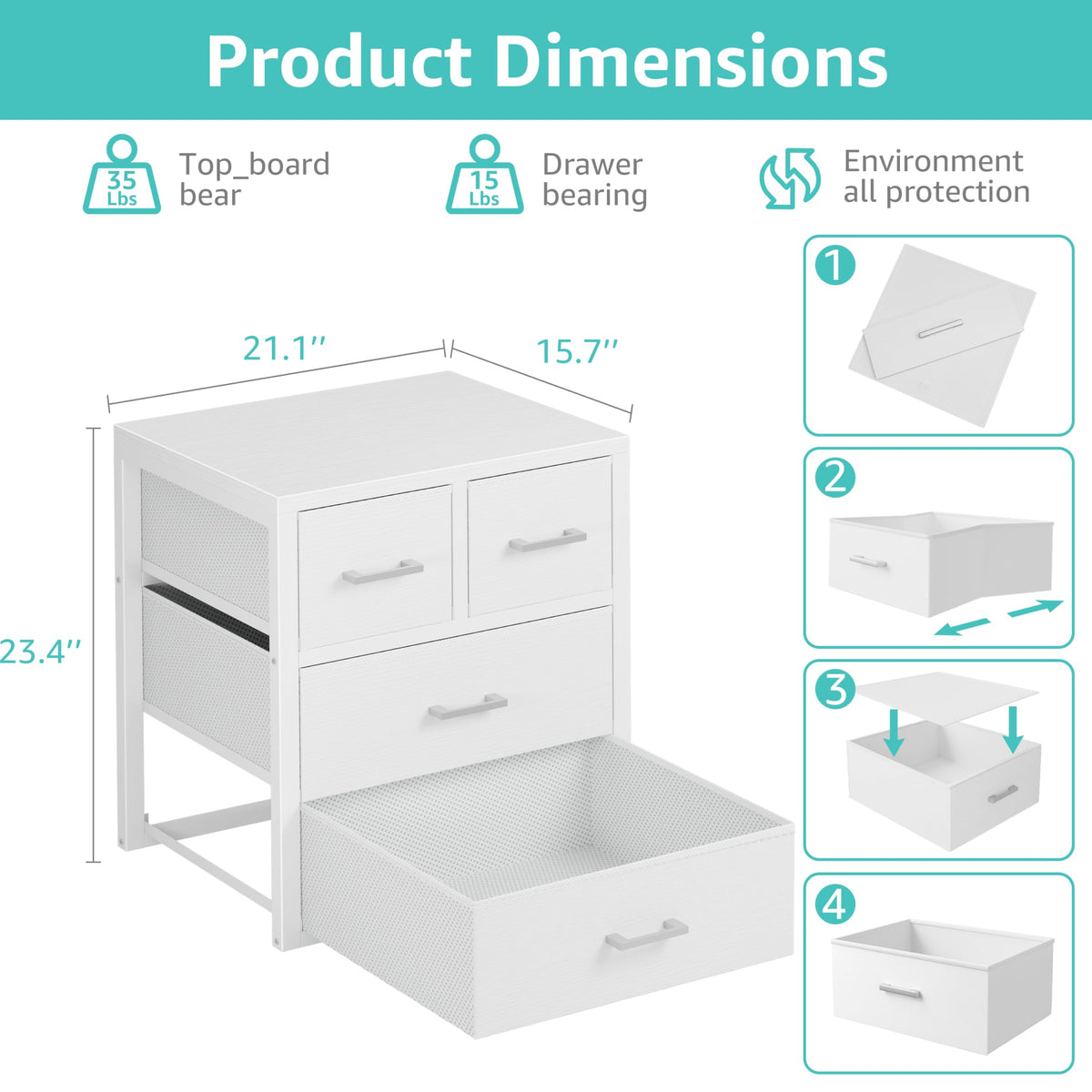 White 4 Drawer Dresser D878548
