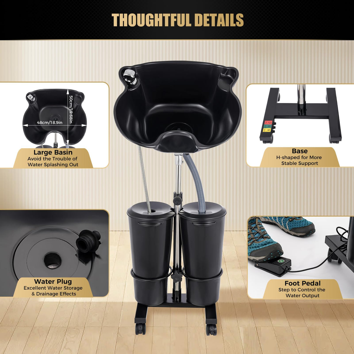 Portable Plastic Shampoo Bowl with Electric Pump Z75690