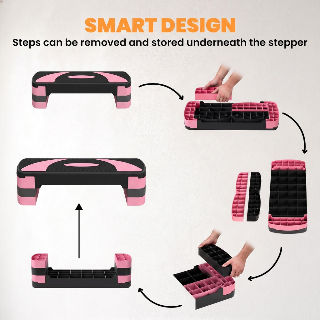 Adjustable Aerobic Stepper 4"-6"-8" Pink H1375