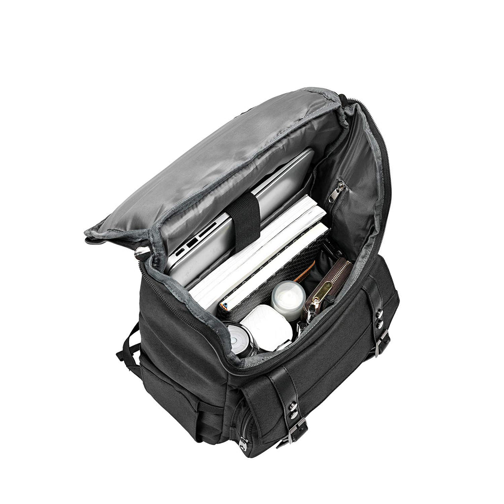 Vintage Laptop Backpack with USB Charging Port Fits 15.6 Inch Black M2573