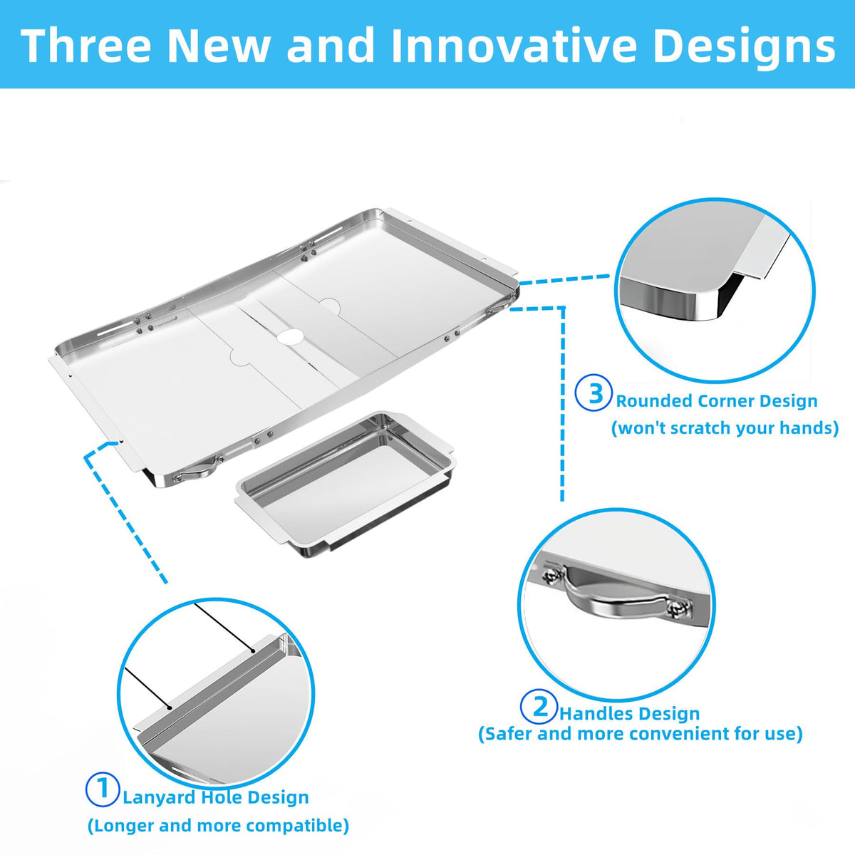 Adjustable Stainless Steel Grill Grease Tray with Catch Pan H98509