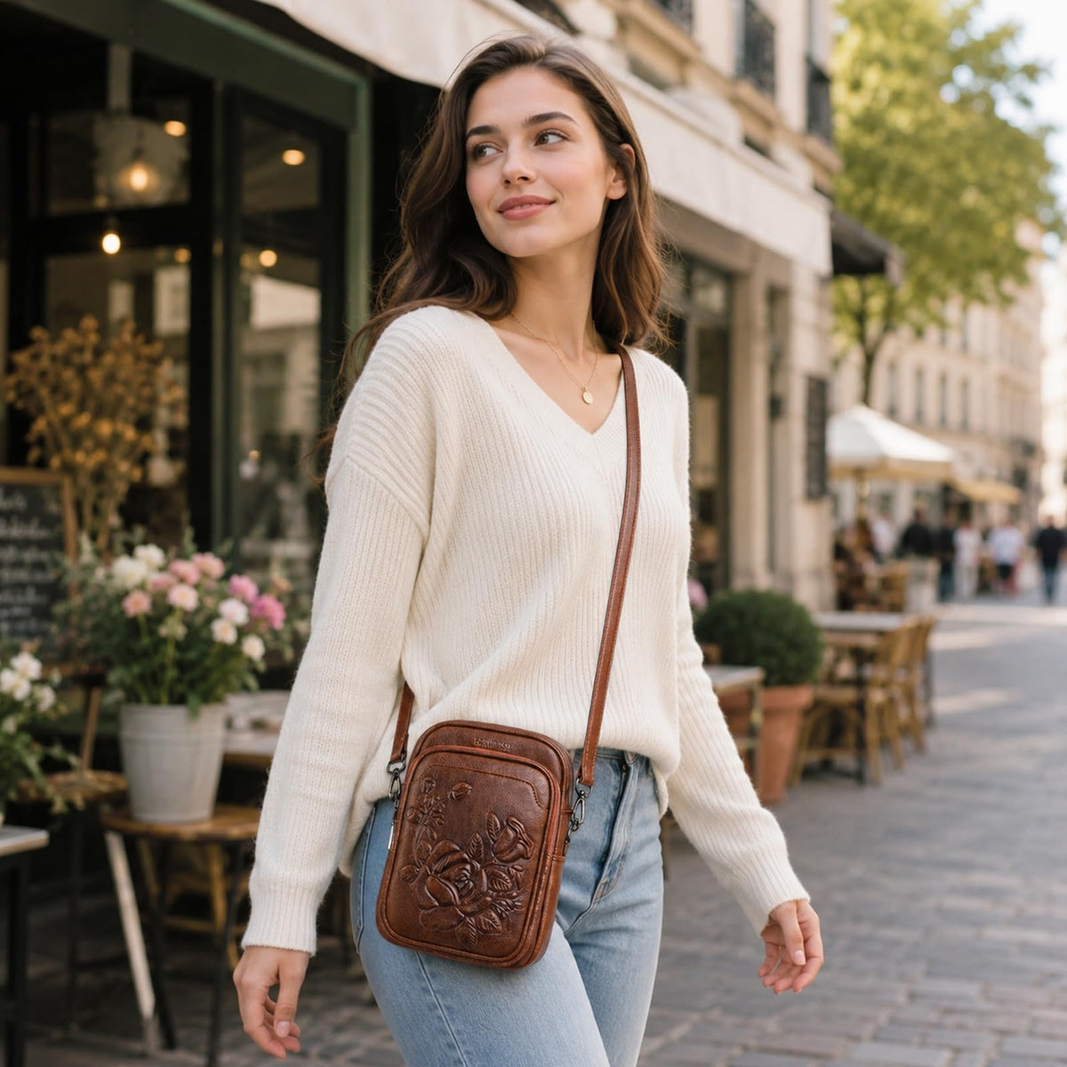 Small RFID Leather Crossbody Bag N451