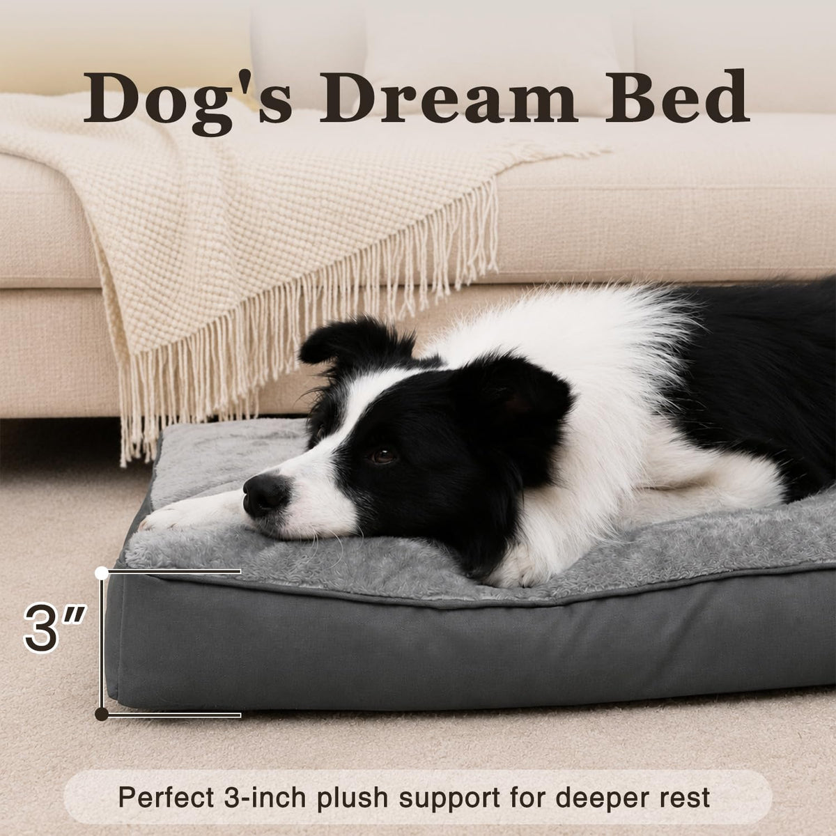 Large Plush Dog Bed with Washable Cover A6805