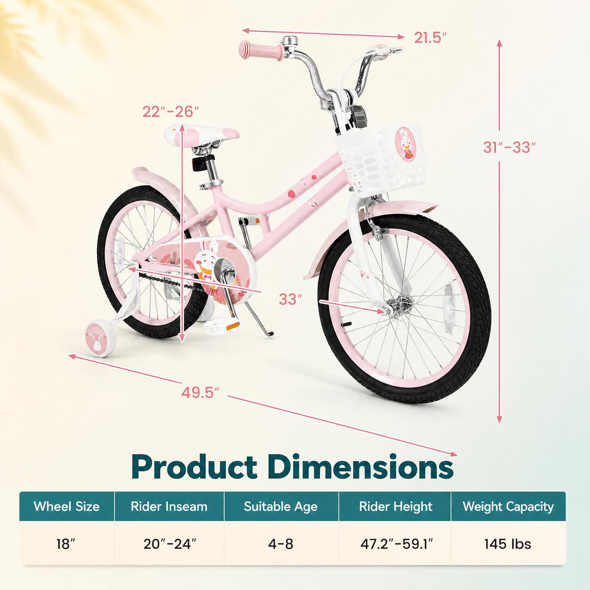 18 Inch Girls Bike with Basket F32858