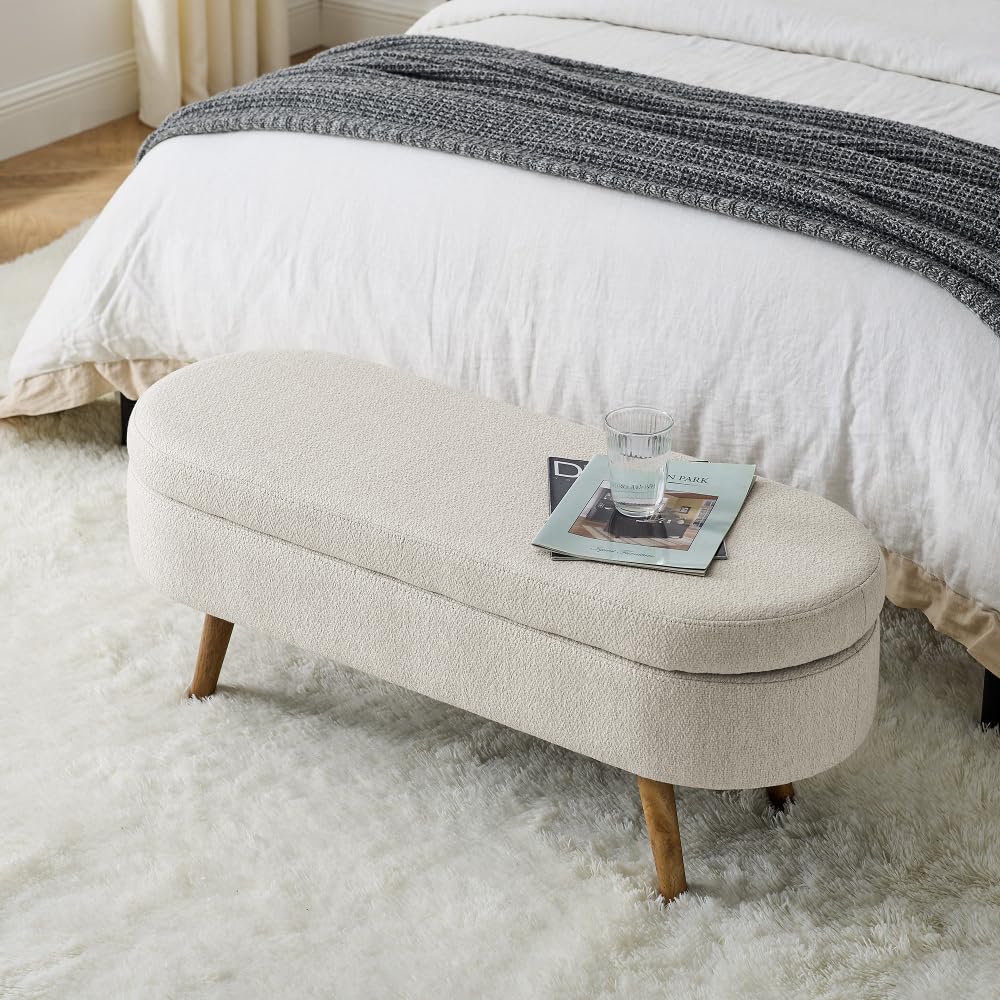 Oval Storage Bench with Rubber Wood Legs F673