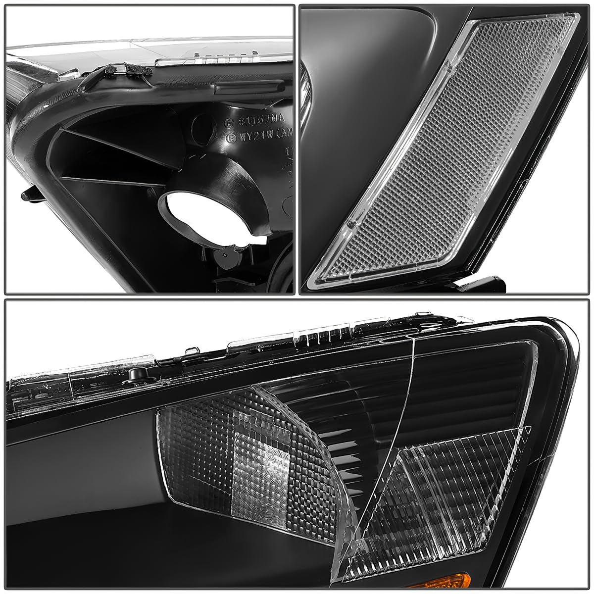 Headlight Assembly Left Right LED DRL Headlamp Set Black Housing Clear Corner F866158