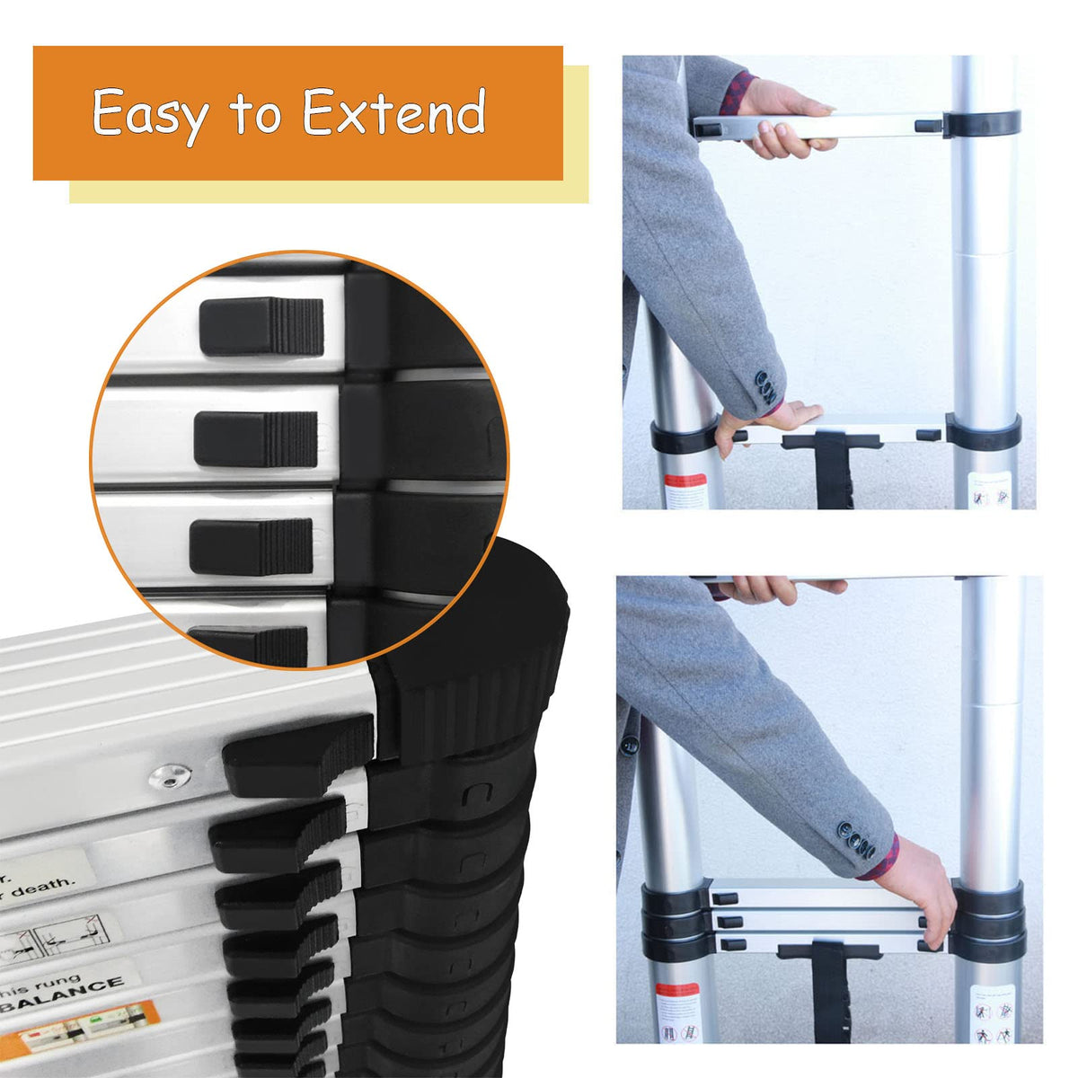 20.3ft Aluminum Telescoping Ladder 330lbs H82175