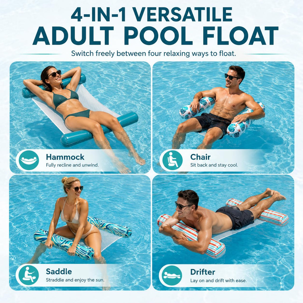 4-Pack Inflatable Pool Floats with Air Pump & Phone Pouch L435