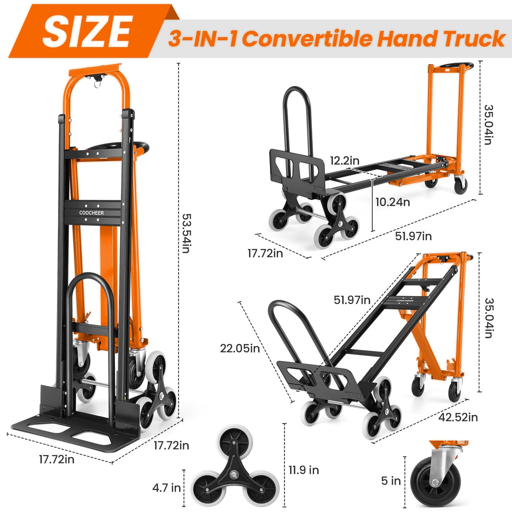 Heavy Duty 1000 LBS 4-in-1 Convertible Steel Hand Truck A134368