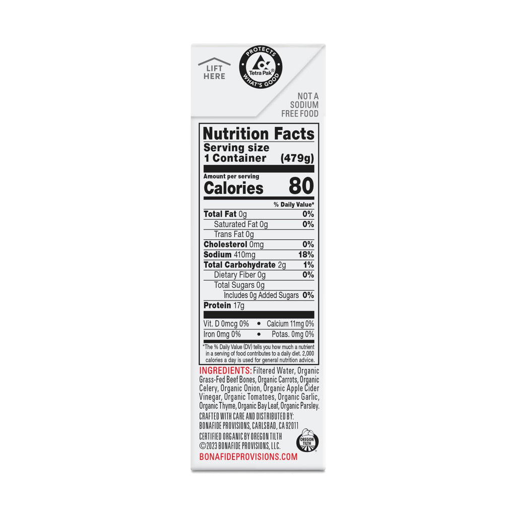 Organic Beef Bone Broth No Salt Added 16.9oz 6 Pack V335