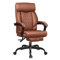 Big and Tall Brown Leather Office Chair with Footrest U364