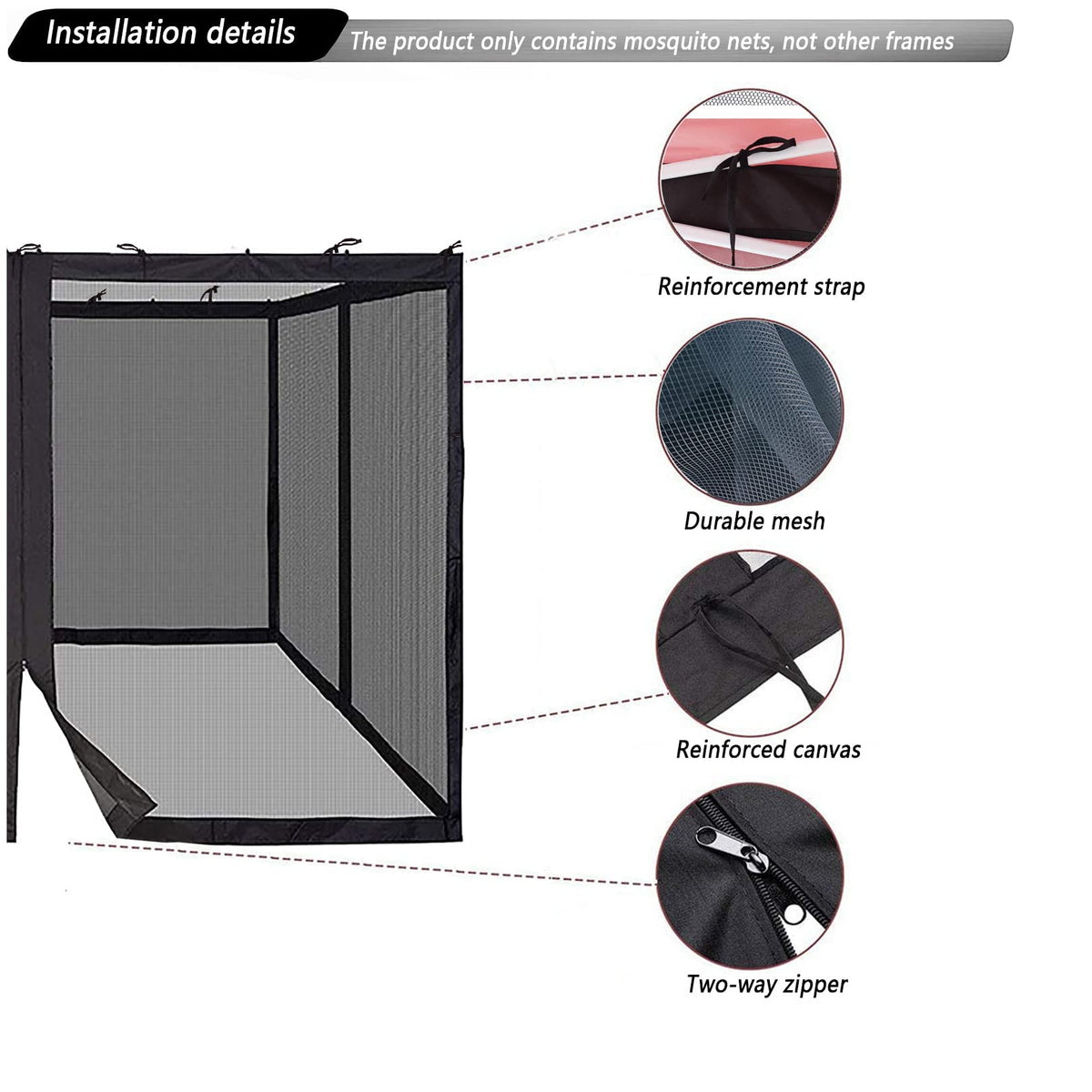 10x10 Mosquito Netting with Double Door Side Screen Black X847720