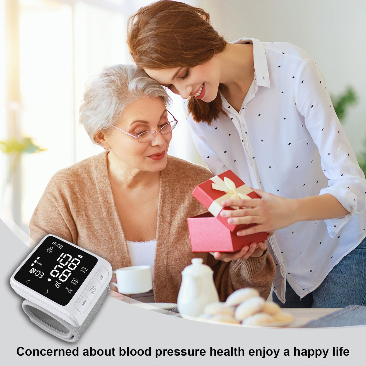 Wrist Blood Pressure Monitor with 2 Users Memory LCD Display G245995