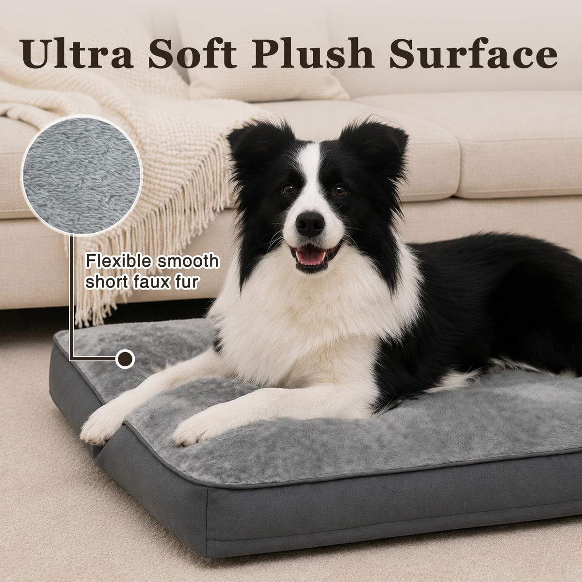 Large Plush Dog Bed with Washable Cover A6805