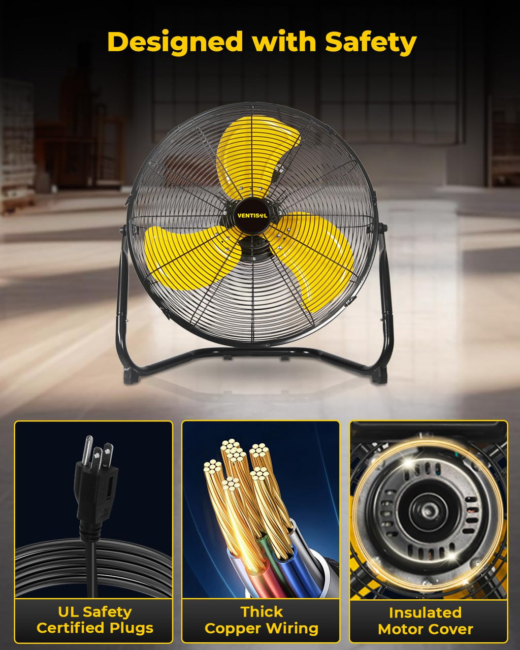 20 Inch 3 Speed Portable Floor Fan U926388