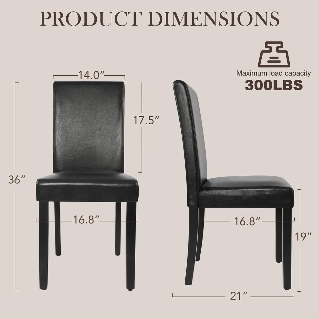 Black Upholstered Dining Chairs Set of 6 with Solid Wood Legs P96635
