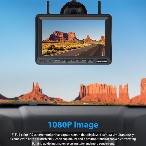 1080P 7" Wireless RV Backup Camera System with DVR Monitor V409