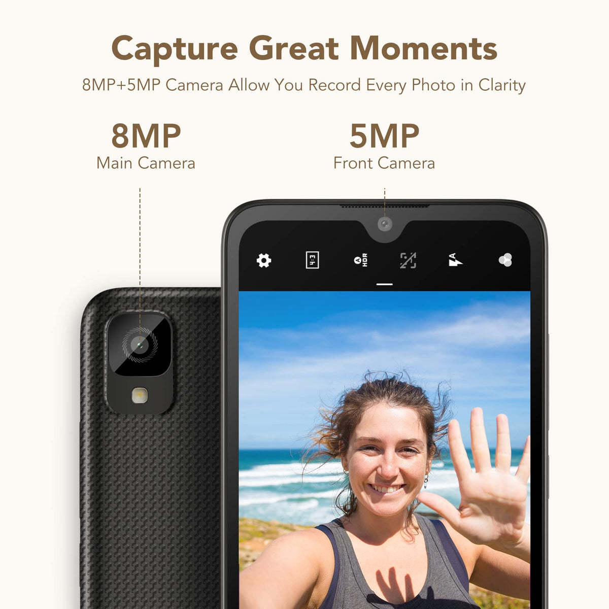 Unlocked Cell Phone with HD+ Display 32GB+3GB RAM 3000mAh Android Smartphone U727