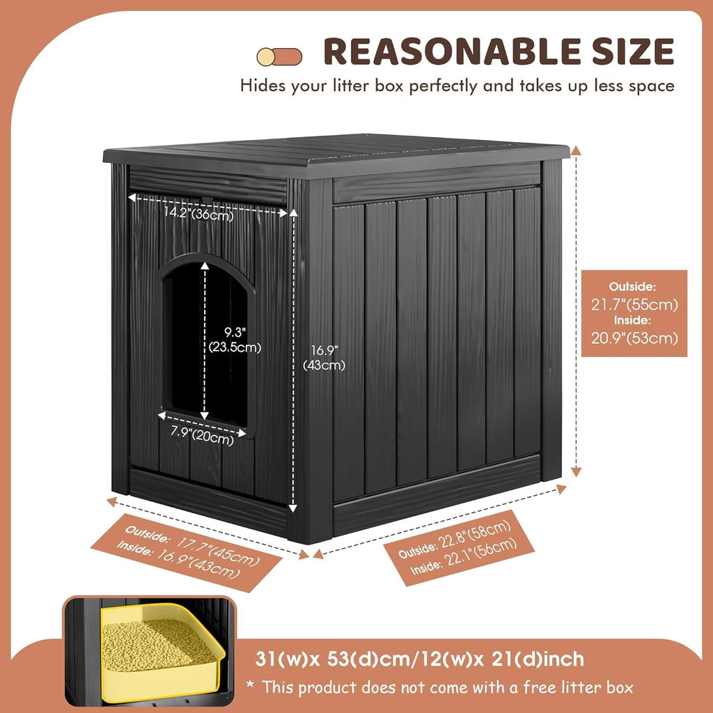 Black Outdoor Resin Cat House O652344