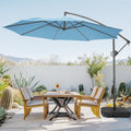 10ft Blue Offset Cantilever Patio Umbrella with Base M538