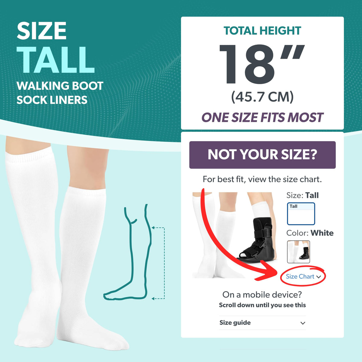 1 Pair White Tube Sock Liners G55339