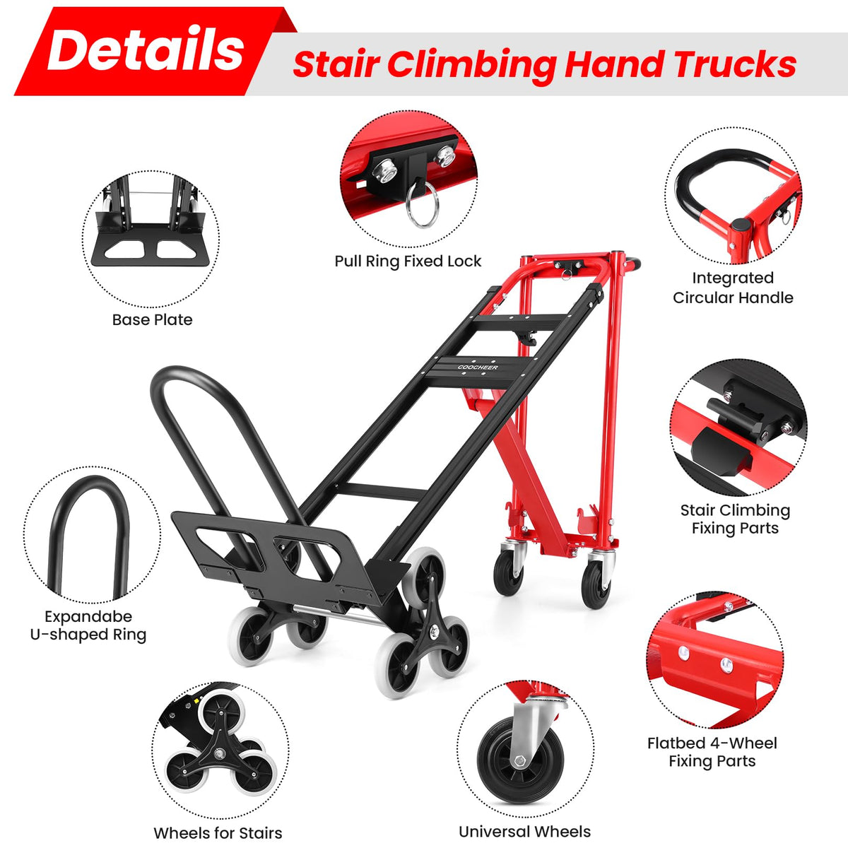 Heavy Duty 1000LBS 3 in 1 Convertible Folding Hand Truck Dolly Cart with Solid Wheels C1469