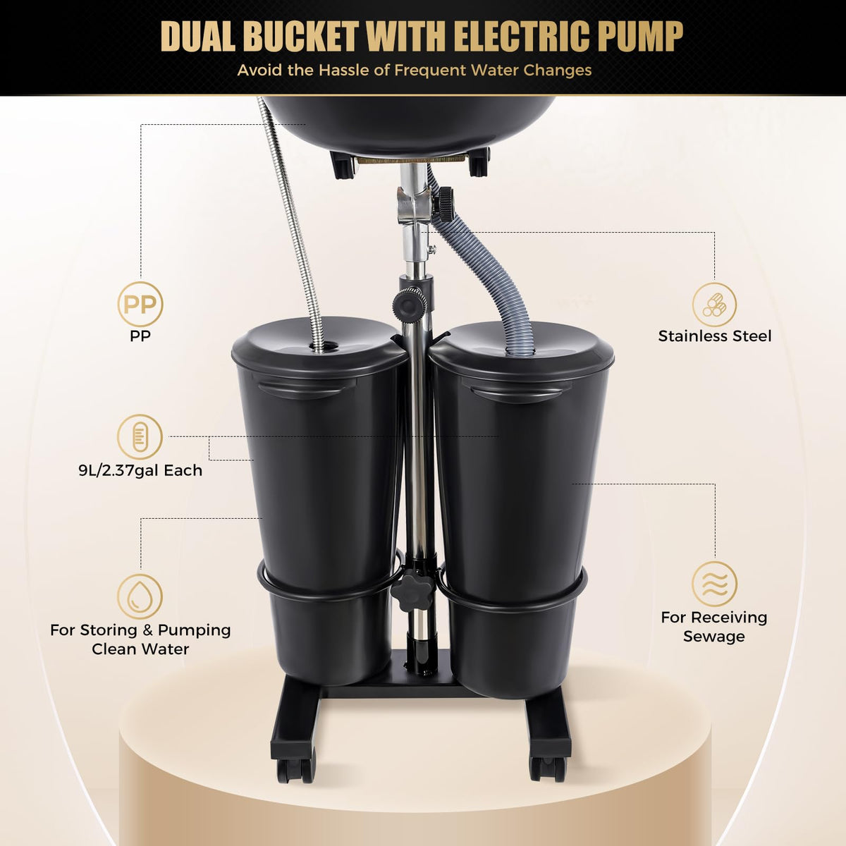 Portable Plastic Shampoo Bowl with Electric Pump Z75690