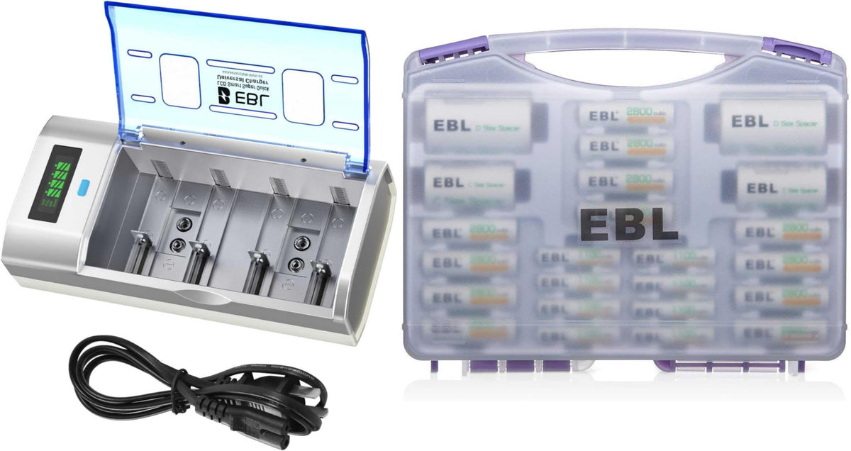 Universal Smart Battery Charger with 12 AA and 8 AAA Batteries P5303
