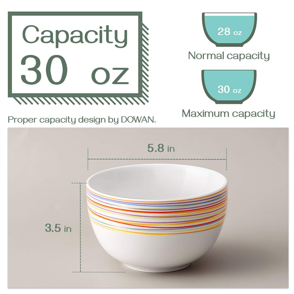 5.8" 30 Ounces Ceramic Bowls Set of 4 M447661