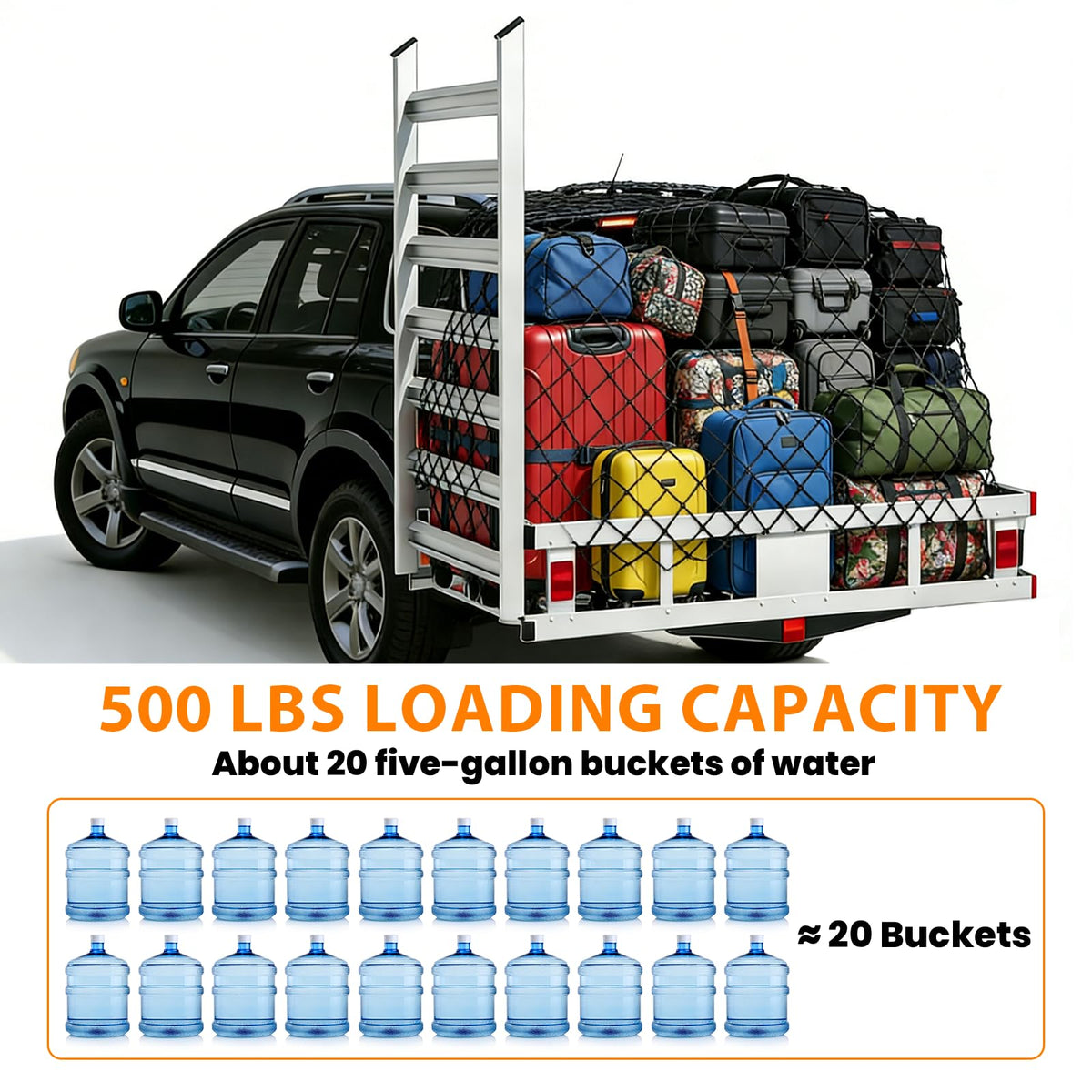 500LBS Aluminum Alloy Folding Hitch Cargo Carrier with Ramp E53794