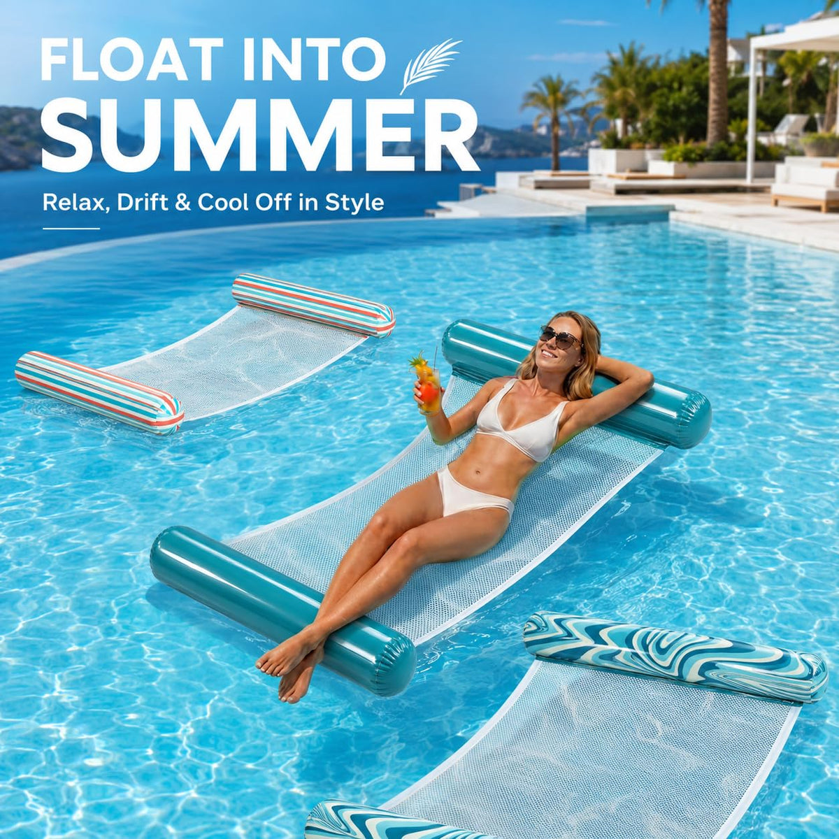 4-Pack Inflatable Pool Floats with Air Pump & Phone Pouch L435