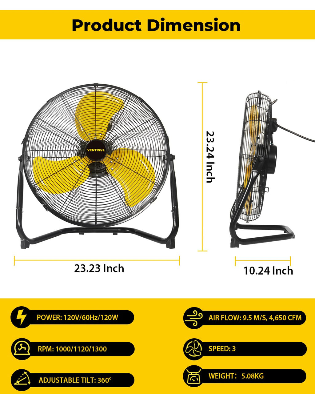 20 Inch 3 Speed Portable Floor Fan U926388