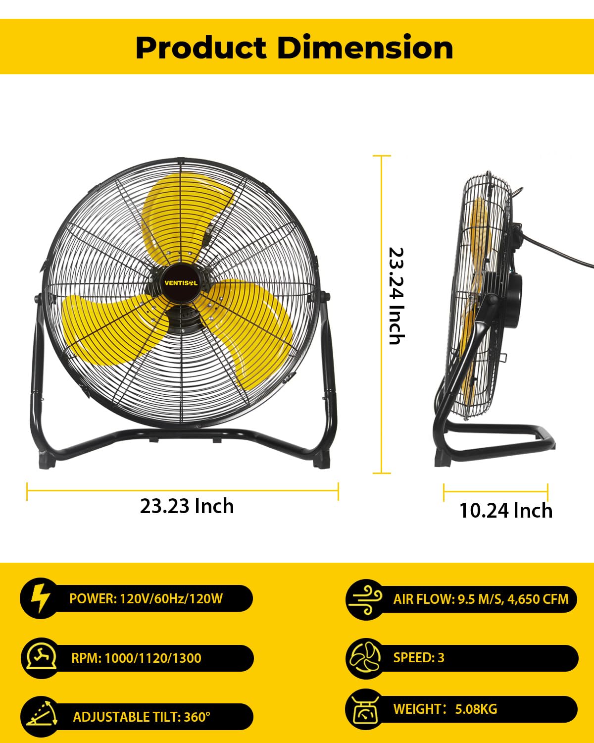 20 Inch 3 Speed Portable Floor Fan U926388