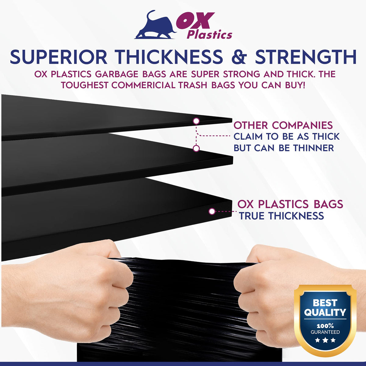 42 Gallon 1.5mil Black Trash Can Liners 100 Count T703